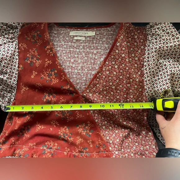 Like New! Christy Dawn Heirloom Patchwork Gina Dress in Colorblocked Rust (S) - Picture 7 of 10